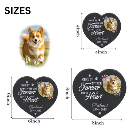 Personalized Pet Memorial Stone with Photo - Rainbow Bridge Garden Marker