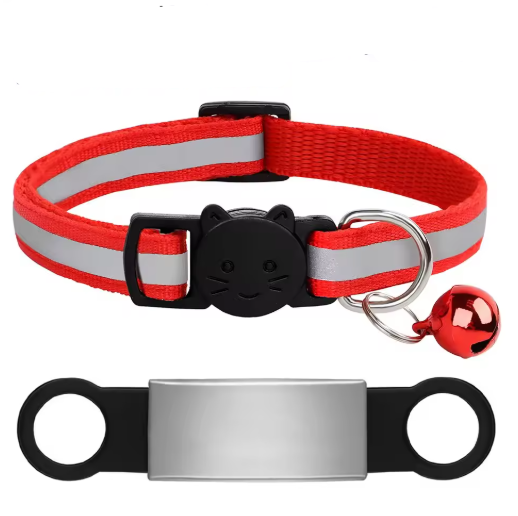 Personalized Reflective Cat/Puppy Collar with Engraved ID Nameplate & Bell