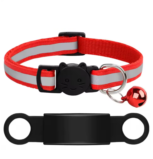 Personalized Reflective Cat/Puppy Collar with Engraved ID Nameplate & Bell