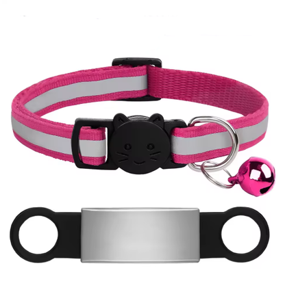 Personalized Reflective Cat/Puppy Collar with Engraved ID Nameplate & Bell