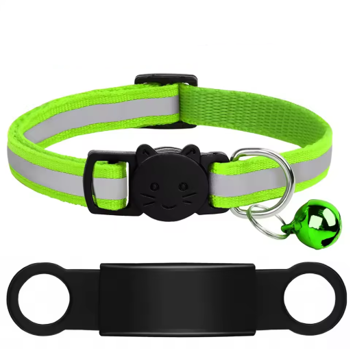 Personalized Reflective Cat/Puppy Collar with Engraved ID Nameplate & Bell