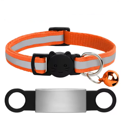 Personalized Reflective Cat/Puppy Collar with Engraved ID Nameplate & Bell