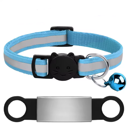 Personalized Reflective Cat/Puppy Collar with Engraved ID Nameplate & Bell