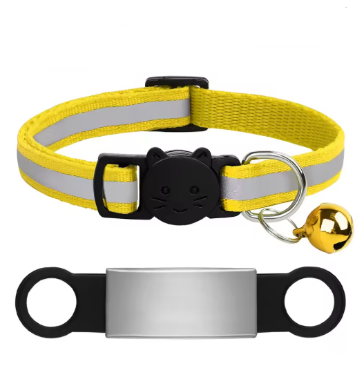 Personalized Reflective Cat/Puppy Collar with Engraved ID Nameplate & Bell