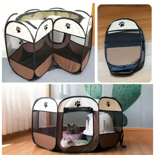 Foldable Pet Playpen - Portable Octagonal Design for Dogs & Cats