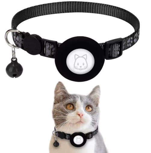 AirTag Cat Collar with Integrated Holder - Breakaway Safety Design with Bell