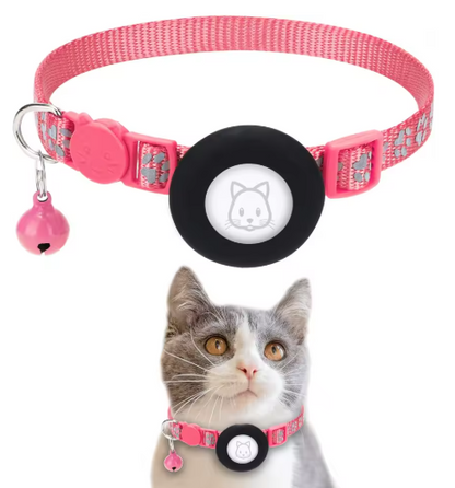 AirTag Cat Collar with Integrated Holder - Breakaway Safety Design with Bell