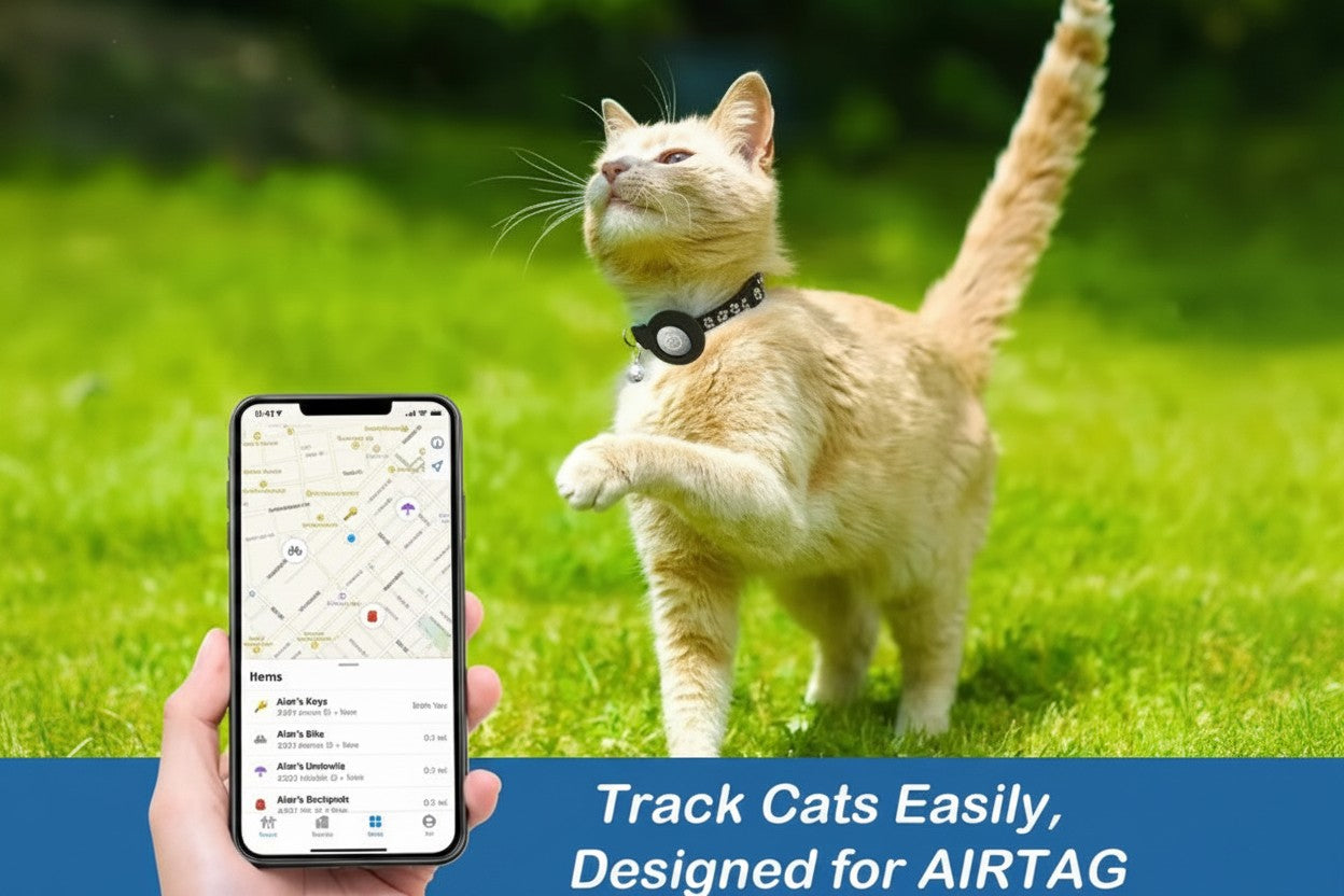 AirTag Cat Collar with Integrated Holder - Breakaway Safety Design with Bell