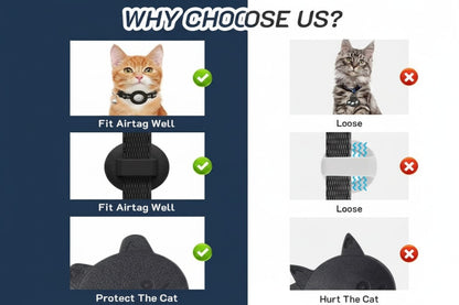 AirTag Cat Collar with Integrated Holder - Breakaway Safety Design with Bell