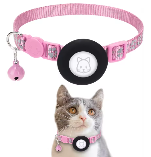 AirTag Cat Collar with Integrated Holder - Breakaway Safety Design with Bell