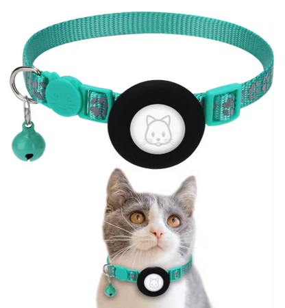 AirTag Cat Collar with Integrated Holder - Breakaway Safety Design with Bell