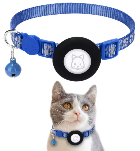 AirTag Cat Collar with Integrated Holder - Breakaway Safety Design with Bell