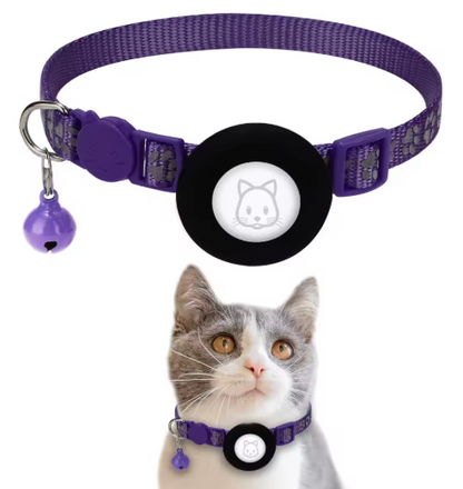 AirTag Cat Collar with Integrated Holder - Breakaway Safety Design with Bell