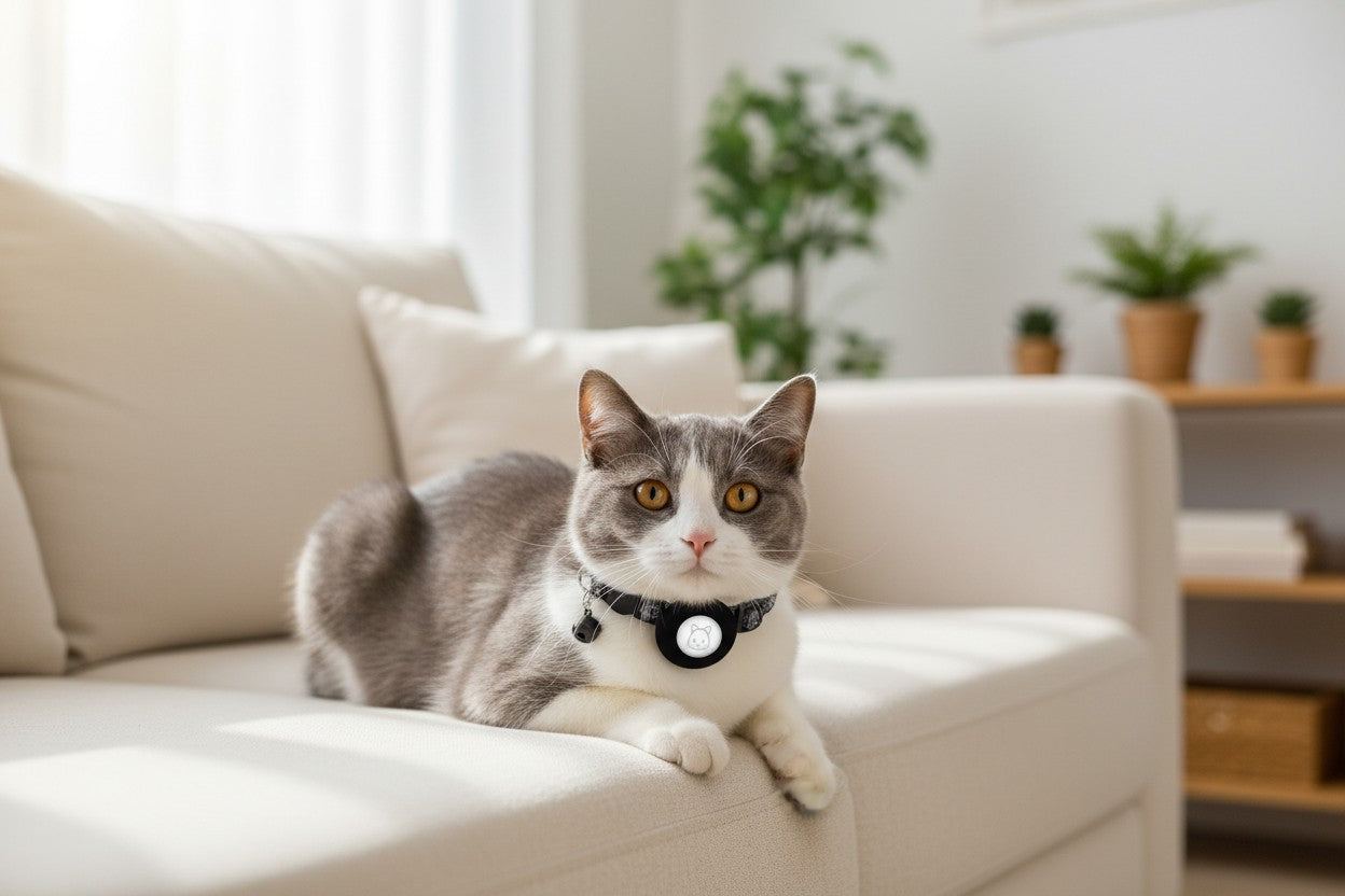 AirTag Cat Collar with Integrated Holder - Breakaway Safety Design with Bell
