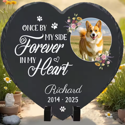 Personalized Pet Memorial Stone with Photo - Rainbow Bridge Garden Marker