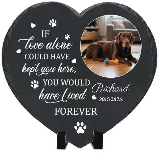 Personalized Pet Memorial Stone with Photo - Rainbow Bridge Garden Marker