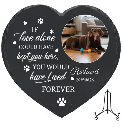 Personalized Pet Memorial Stone with Photo - Rainbow Bridge Garden Marker
