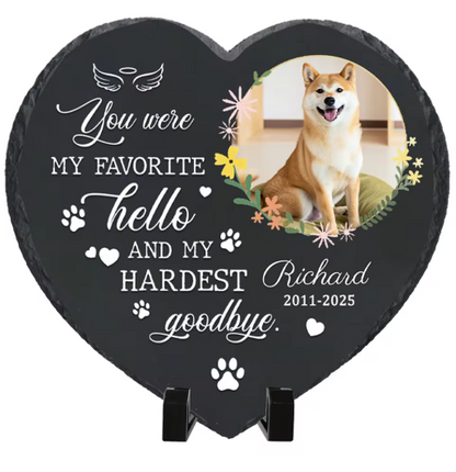 Personalized Pet Memorial Stone with Photo - Rainbow Bridge Garden Marker