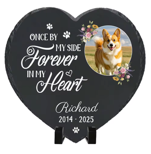 Personalized Pet Memorial Stone with Photo - Rainbow Bridge Garden Marker