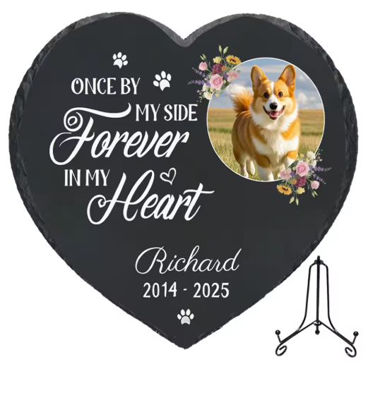 Personalized Pet Memorial Stone with Photo - Rainbow Bridge Garden Marker