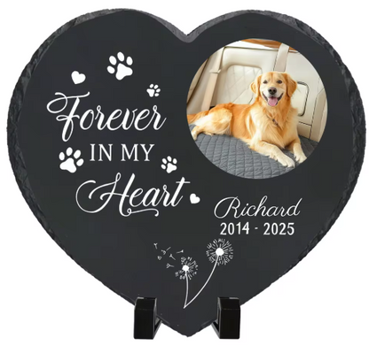 Personalized Pet Memorial Stone with Photo - Rainbow Bridge Garden Marker