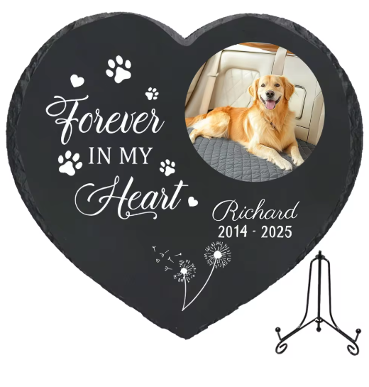 Personalized Pet Memorial Stone with Photo - Rainbow Bridge Garden Marker