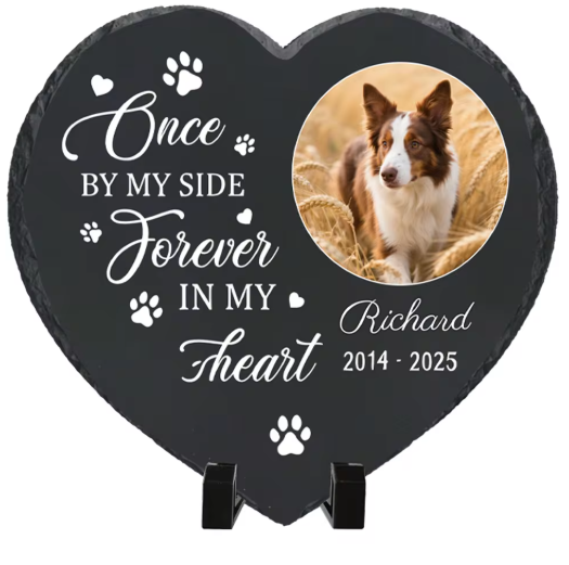 Personalized Pet Memorial Stone with Photo - Rainbow Bridge Garden Marker