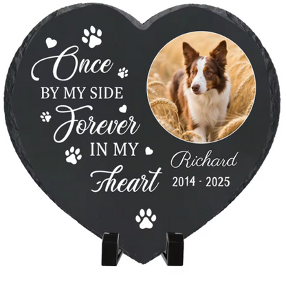 Personalized Pet Memorial Stone with Photo - Rainbow Bridge Garden Marker