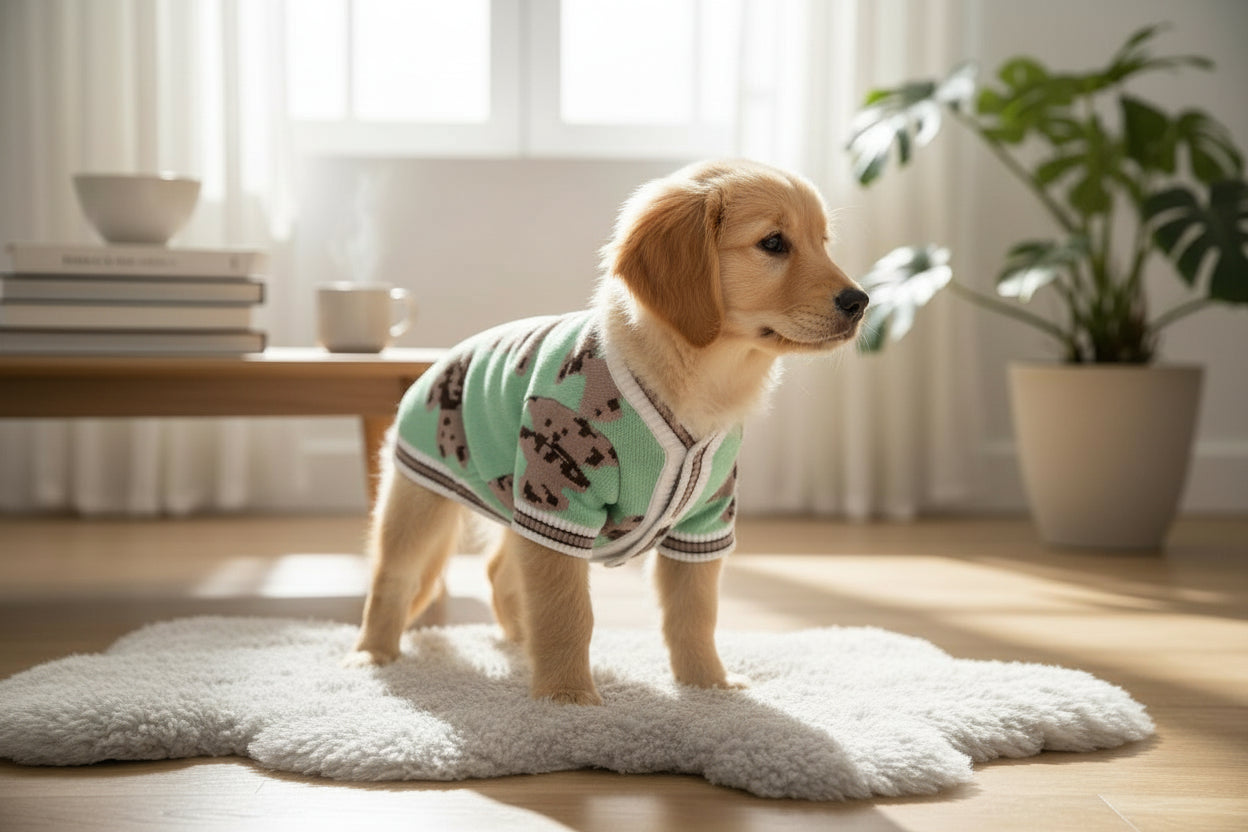 Striped Winter Pet Cardigan - Warm Sweater for Small Dogs