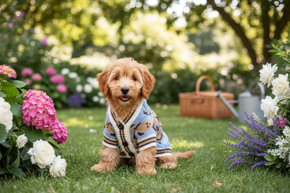 Striped Winter Pet Cardigan - Warm Sweater for Small Dogs