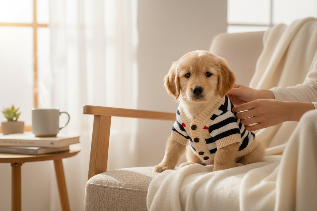 Striped Winter Pet Cardigan - Warm Sweater for Small Dogs