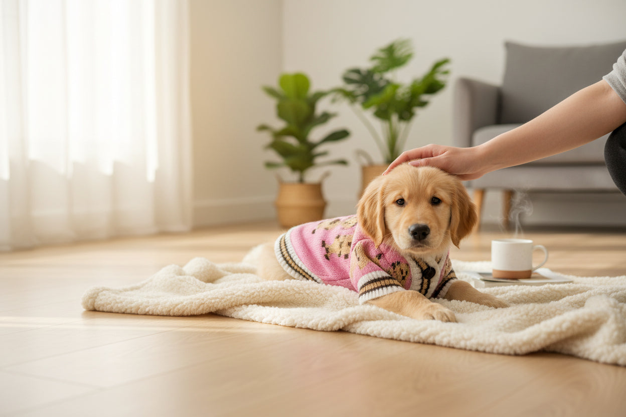 Striped Winter Pet Cardigan - Warm Sweater for Small Dogs