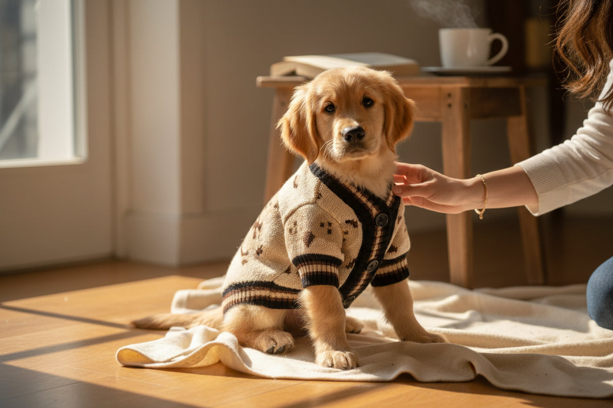 Striped Winter Pet Cardigan - Warm Sweater for Small Dogs