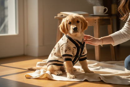 Striped Winter Pet Cardigan - Warm Sweater for Small Dogs