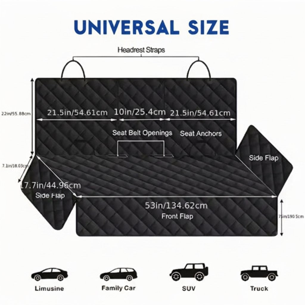Waterproof Dog Car Seat Cover - Hammock Style Protector for Rear Seats