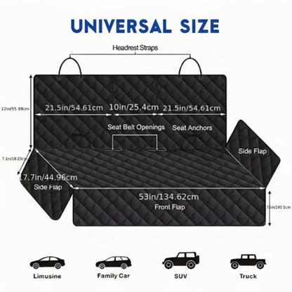 Waterproof Dog Car Seat Cover - Hammock Style Protector for Rear Seats