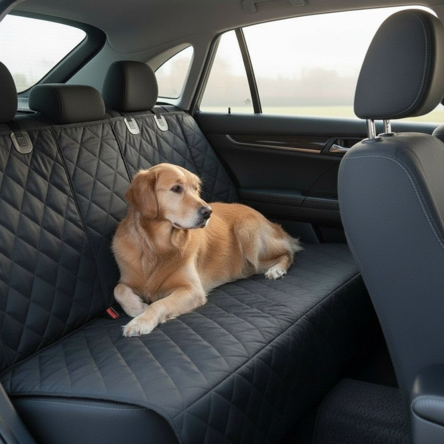 Waterproof Dog Car Seat Cover - Hammock Style Protector for Rear Seats