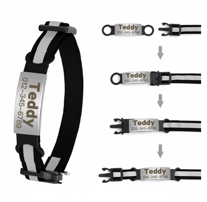 Personalized Reflective Cat/Puppy Collar with Engraved ID Nameplate & Bell