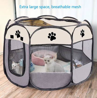 Foldable Pet Playpen - Portable Octagonal Design for Dogs & Cats