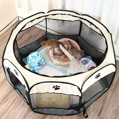 Foldable Pet Playpen - Portable Octagonal Design for Dogs & Cats